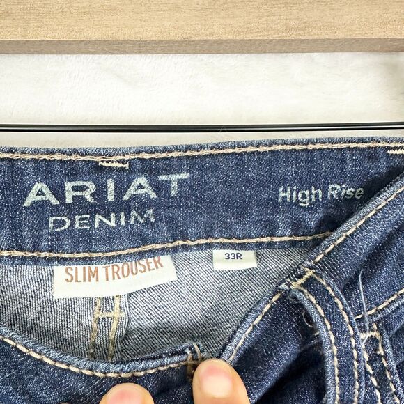 Ariat Slim Trouser Ella Wide Leg Jeans Size 33 Rascal High Rise Dark Wash - Picture 6 of 7